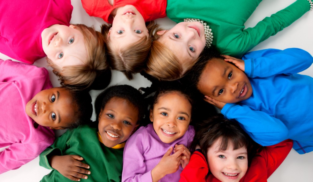 Diverse group of smiling children